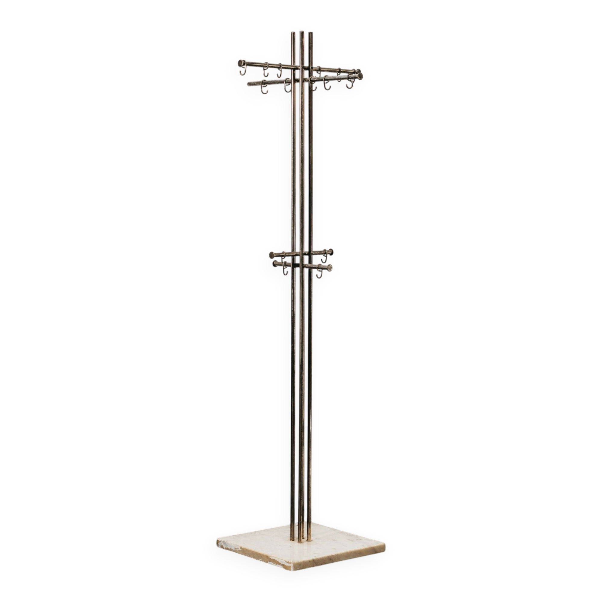 Porte-manteau moderniste en marbre et laiton Renato Zevi Metalarte