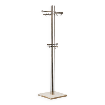 Porte-manteau moderniste en marbre et laiton Renato Zevi Metalarte