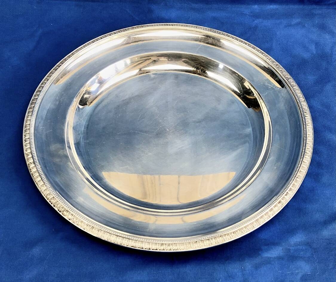 Round semi-hollow plate silver-plated Gallia Christofle Malmaison Empire