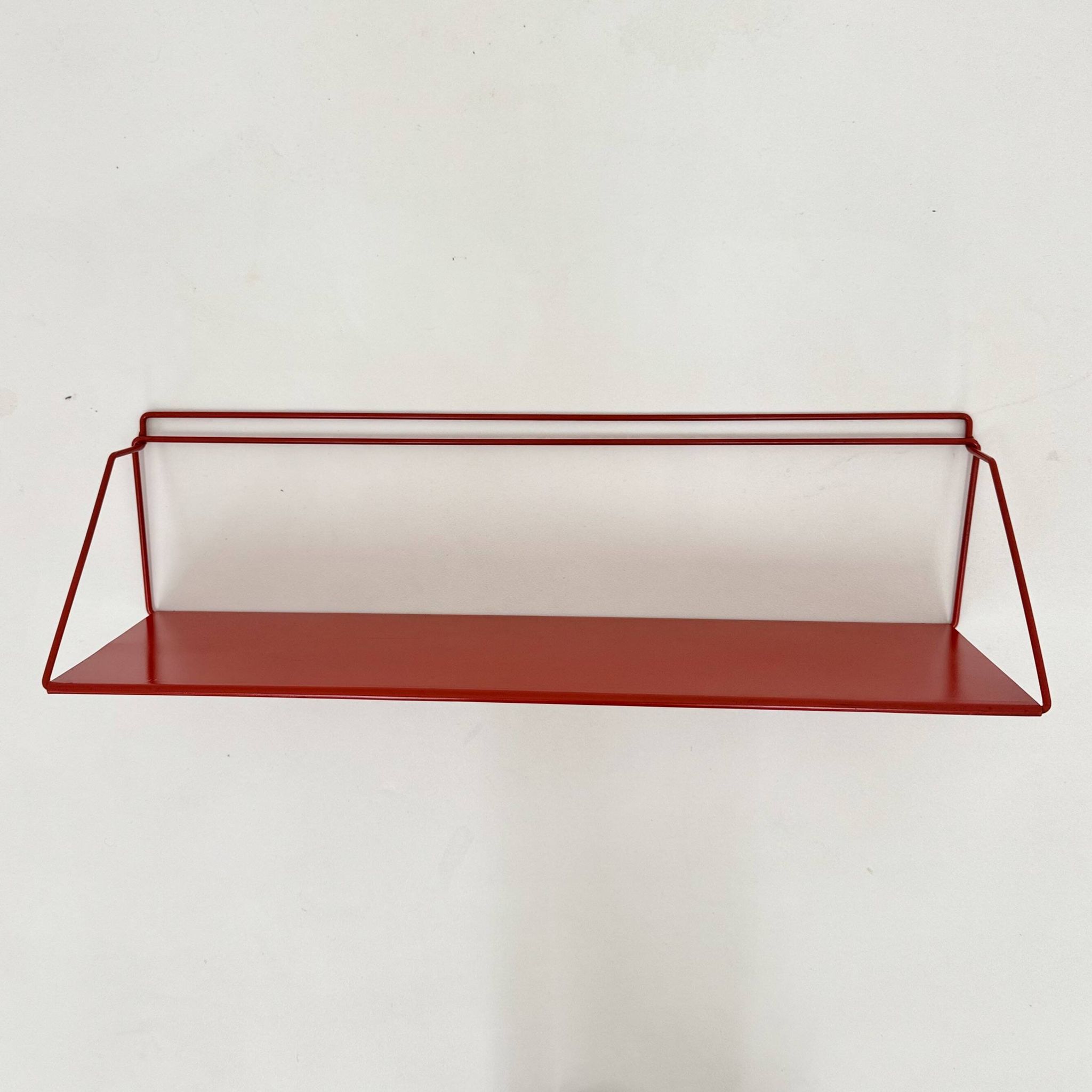 Vintage red metal wall unit book shelf , 1970s