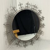 Huge round wrought iron wall mirror 1960’s
