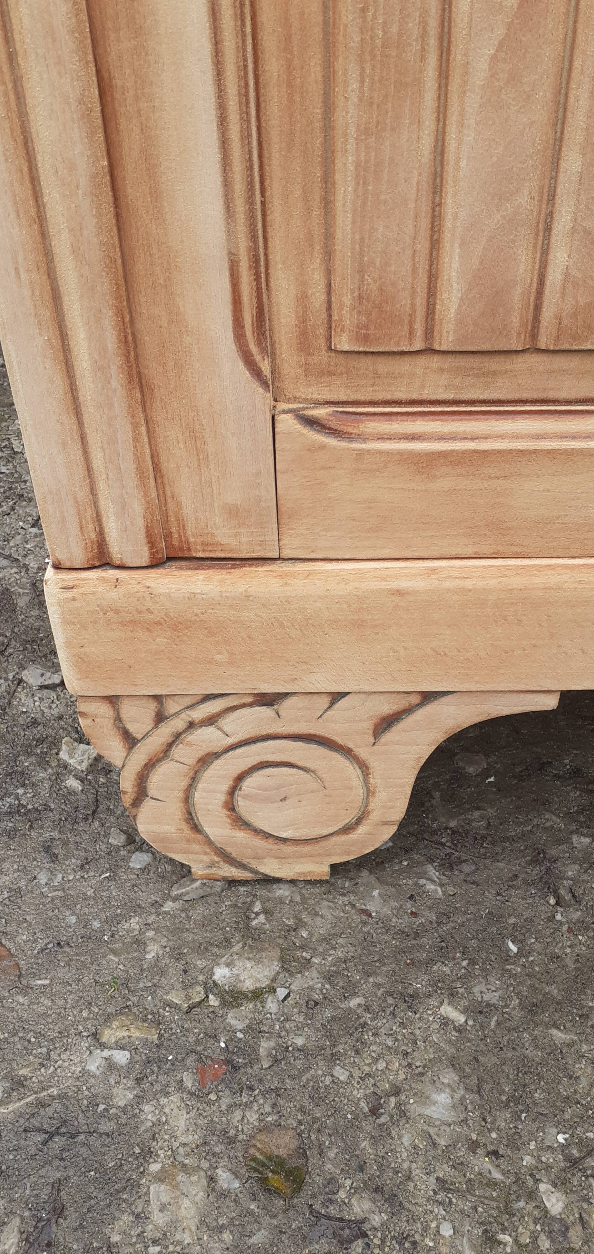 Art deco wardrobe 3 doors walnut raw wood