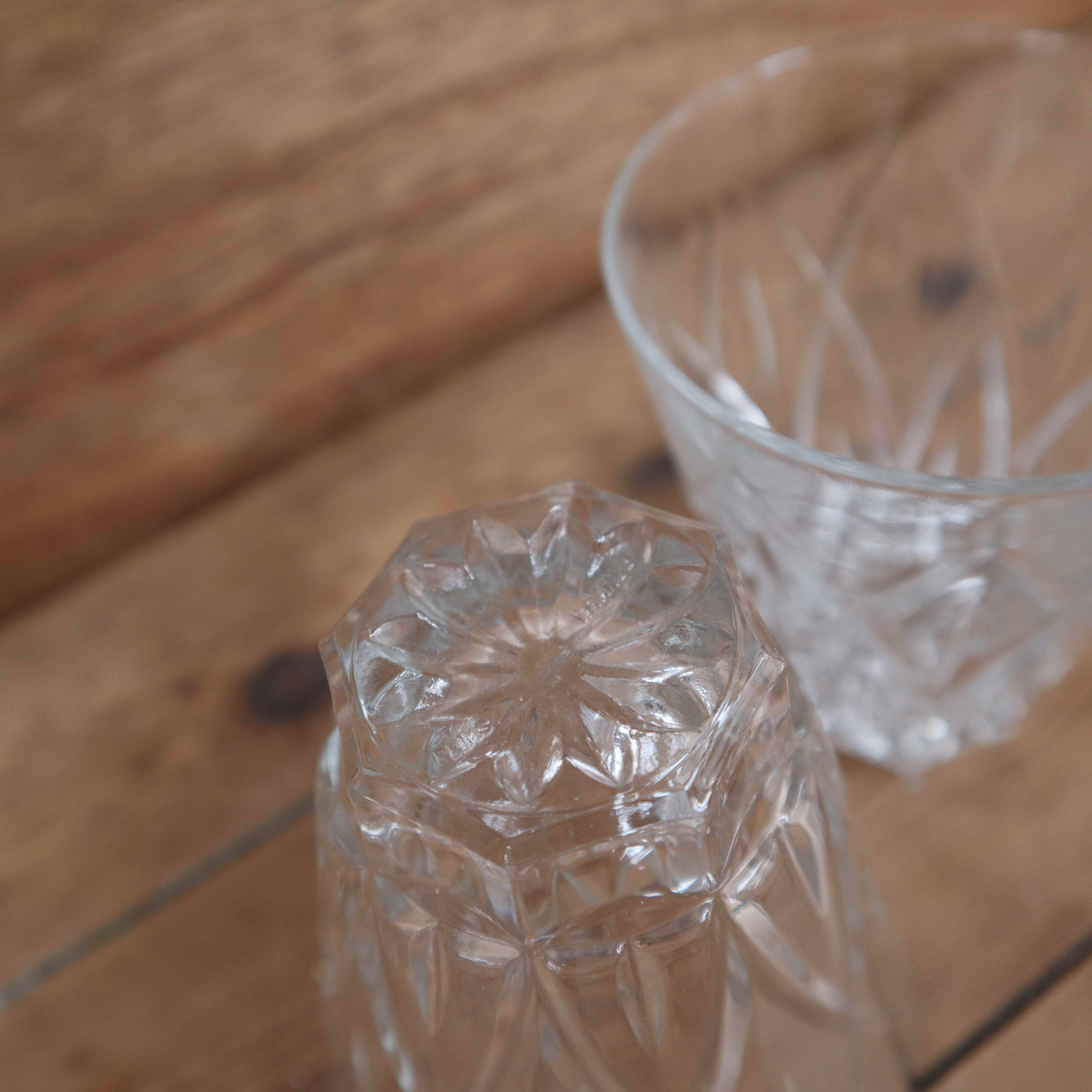 2 large Arlequin water glasses in Reims crystal glass 1950