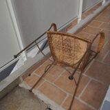 Wicker armchair and wrought iron
