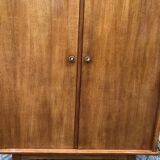 Vintage wardrobe with 2 doors and compass legs, made of oak plywood