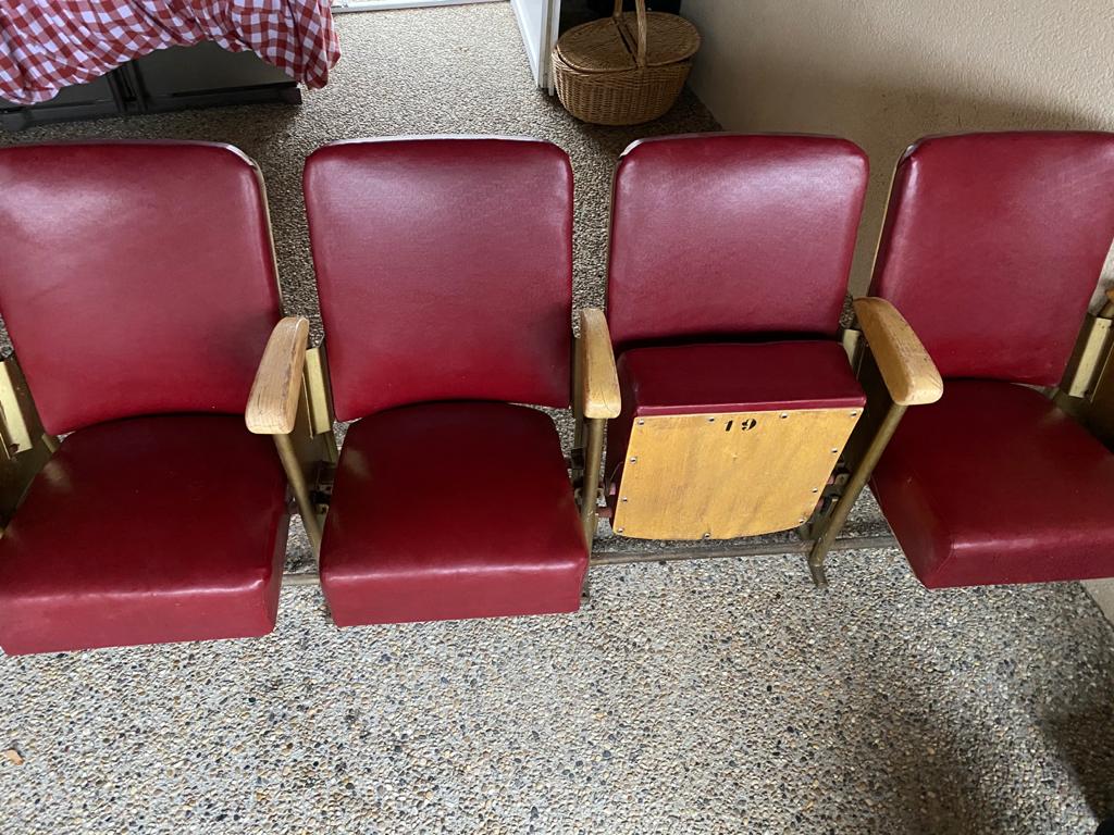 Old cinema armchair bench