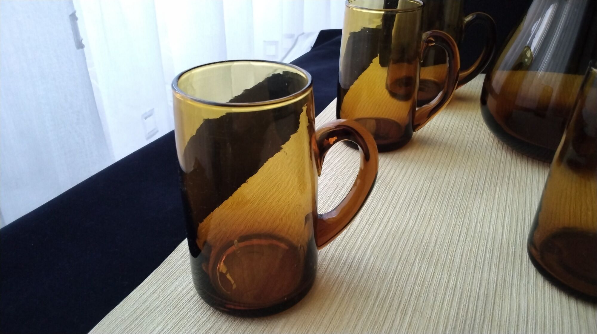 Amber glass cider or orangeade set for 6 people