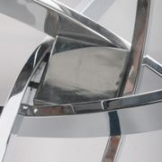 Vintage chrome coffee table with X frame and round glass top, 1980s