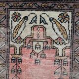 Vintage carpet uzbek bukhara handmade 46cm x 56cm 1950s, 1c765