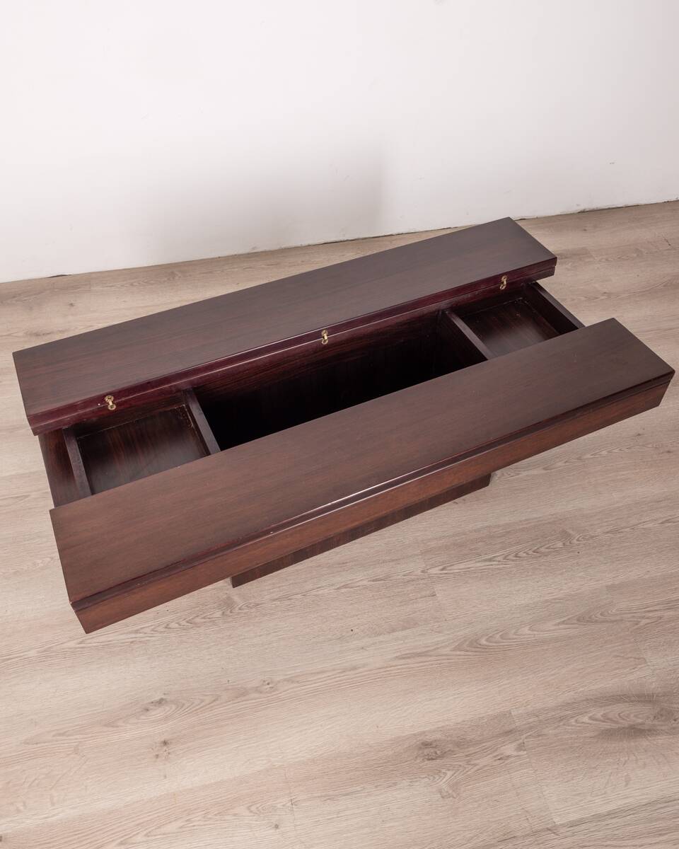 Vintage 60's wooden table with container  italian design