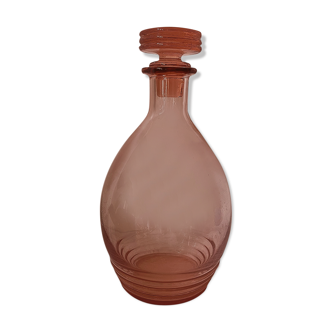 Carafe en verre rose années 40