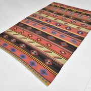 6x9 Blue & Red Details Kilim Rug,Modern Mid Century,Wool Area Rug,175x261Cm