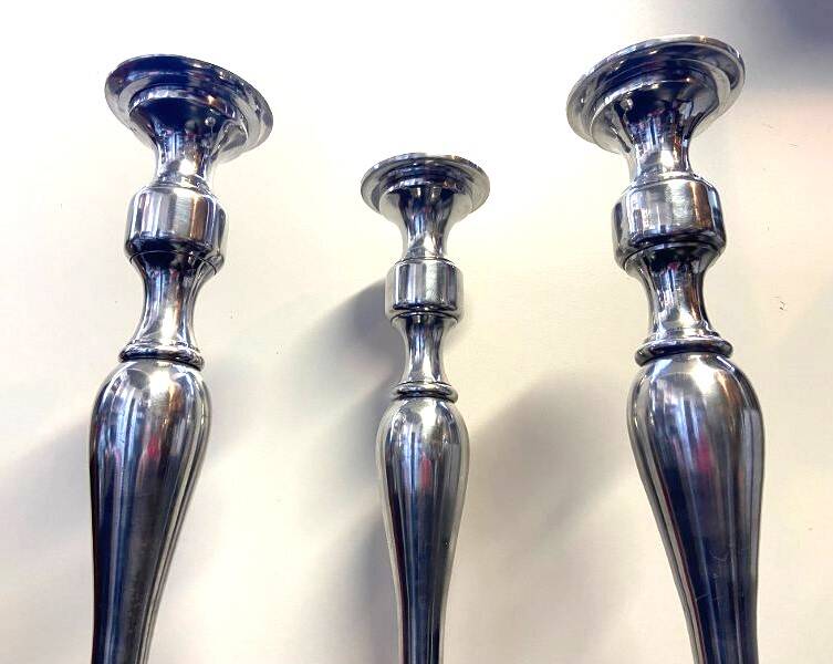 Set of Candle Holders Candelabra Torch Candle Holders Polished Brushed Aluminium