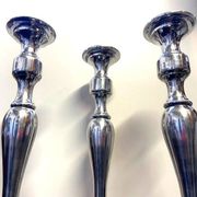 Set of Candle Holders Candelabra Torch Candle Holders Polished Brushed Aluminium