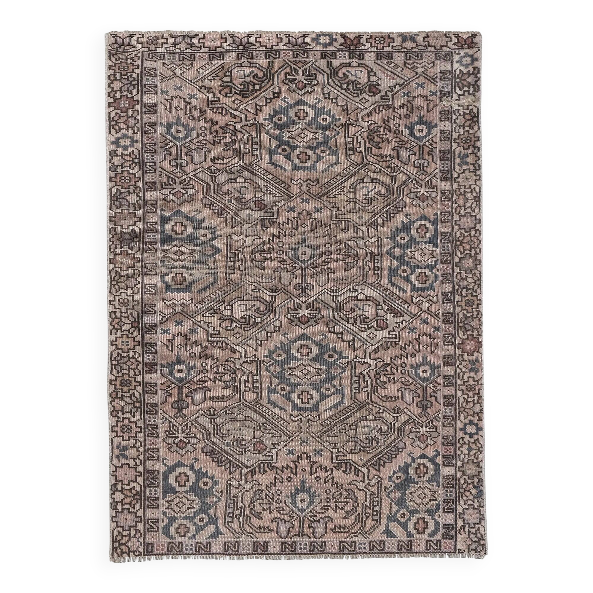 Vintage Turkish rug handmade 100x138 cm
