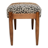 Vintage leopard velvet stool, Edmund Homa, Europe, 1960s