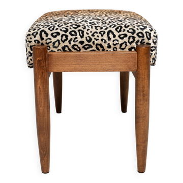Tabouret vintage en velours léopard, Edmund Homa, Europe, années 1960