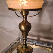 Brass lamp 1930, clichy glass lampshade 35x20, slight mark of use
