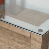 Chrome coffee table with its bisauté glass
