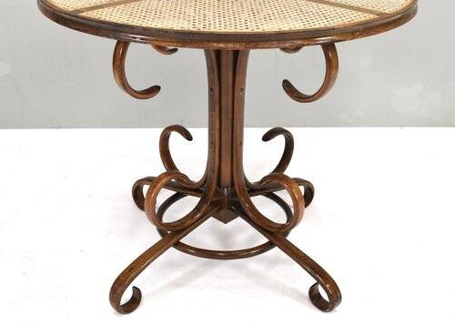 Bistro dining table in bentwood and cane from Alvar Aalto by Thonet