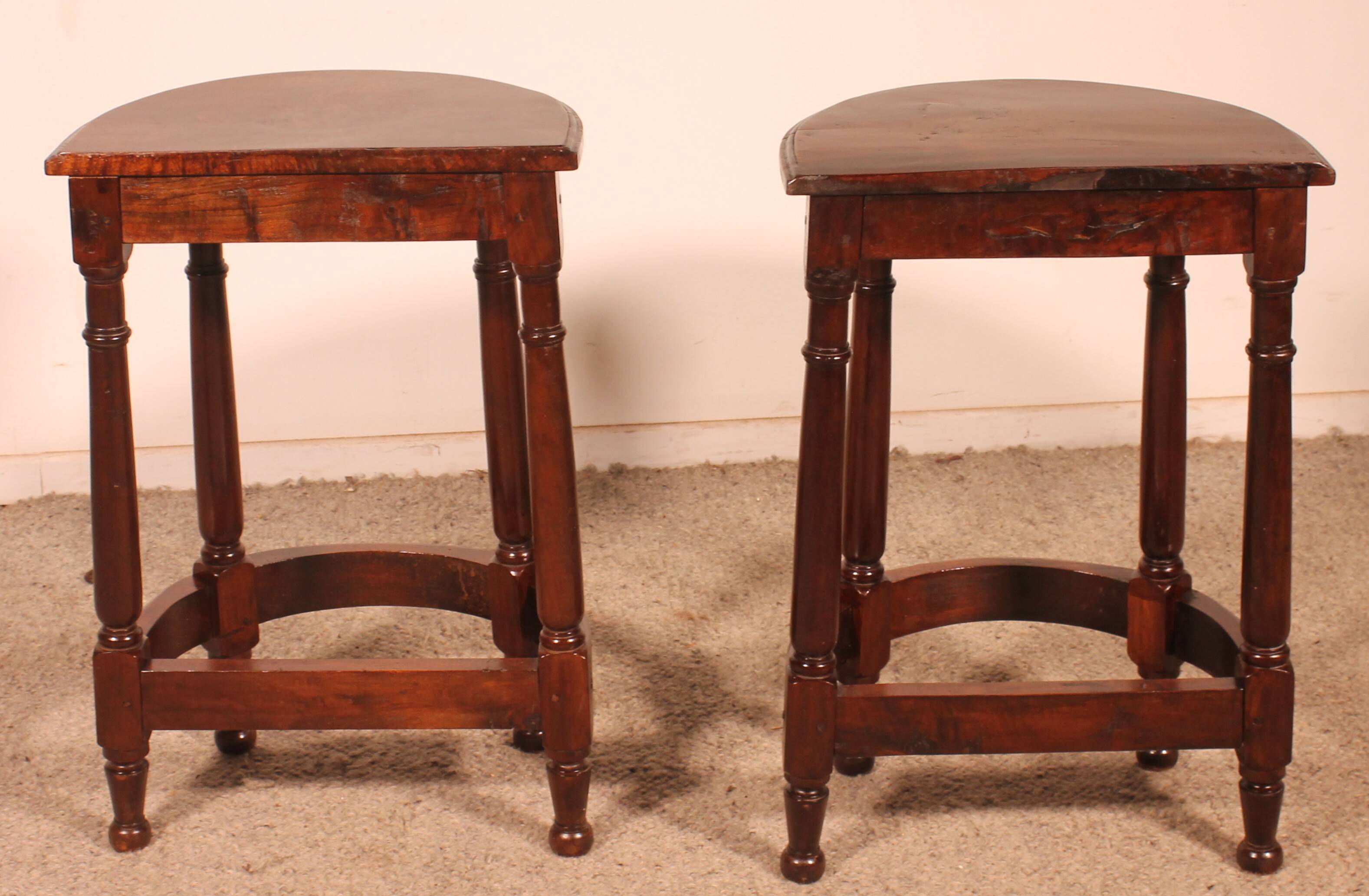 Pair Of Louis XIII Style Walnut Bedside Tables Or End Tables