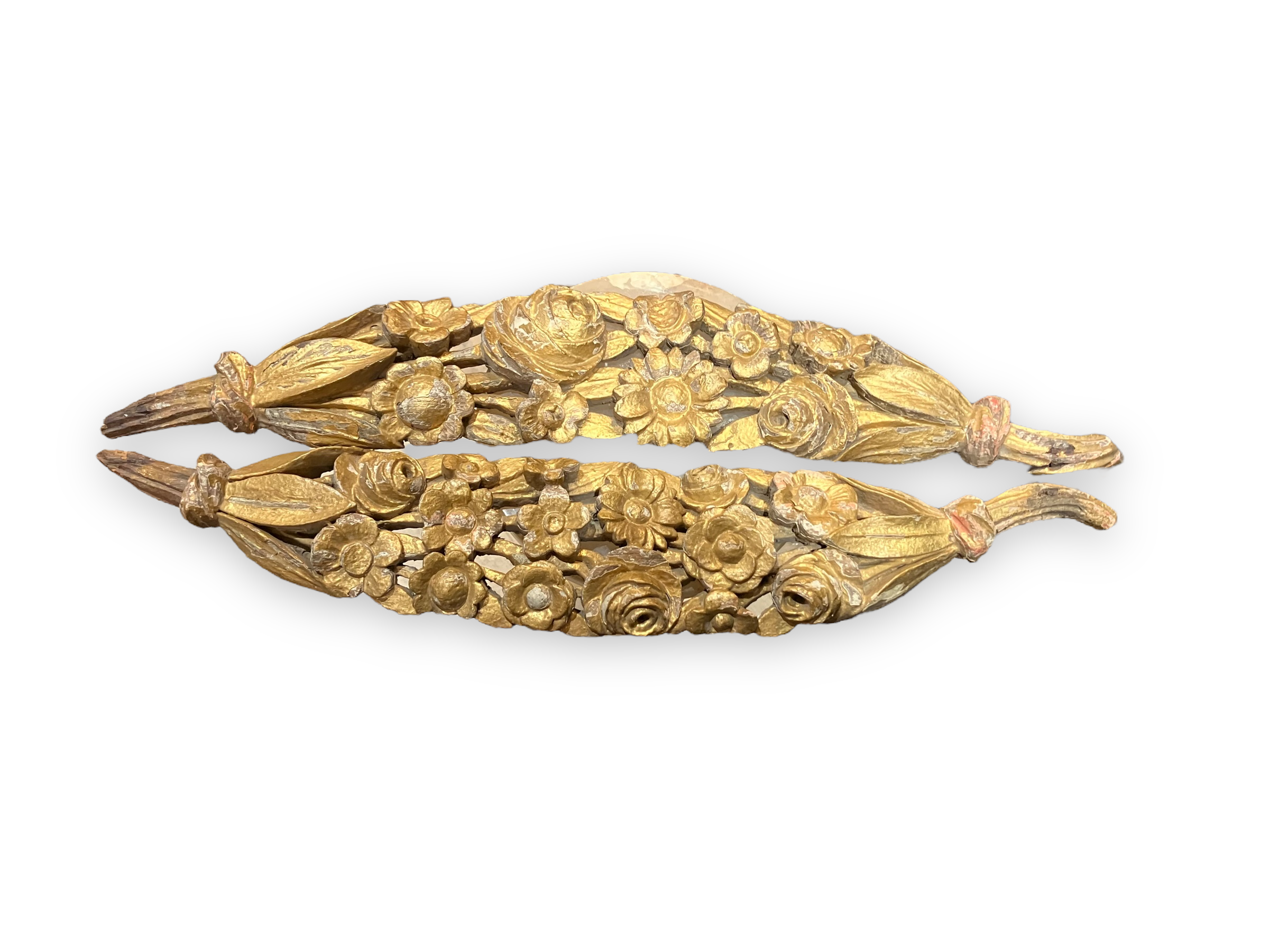 Pair of gilded wood decorated with floral garlands
