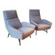 Pair of Guy Besnard armchairs, France 1960, new fabric