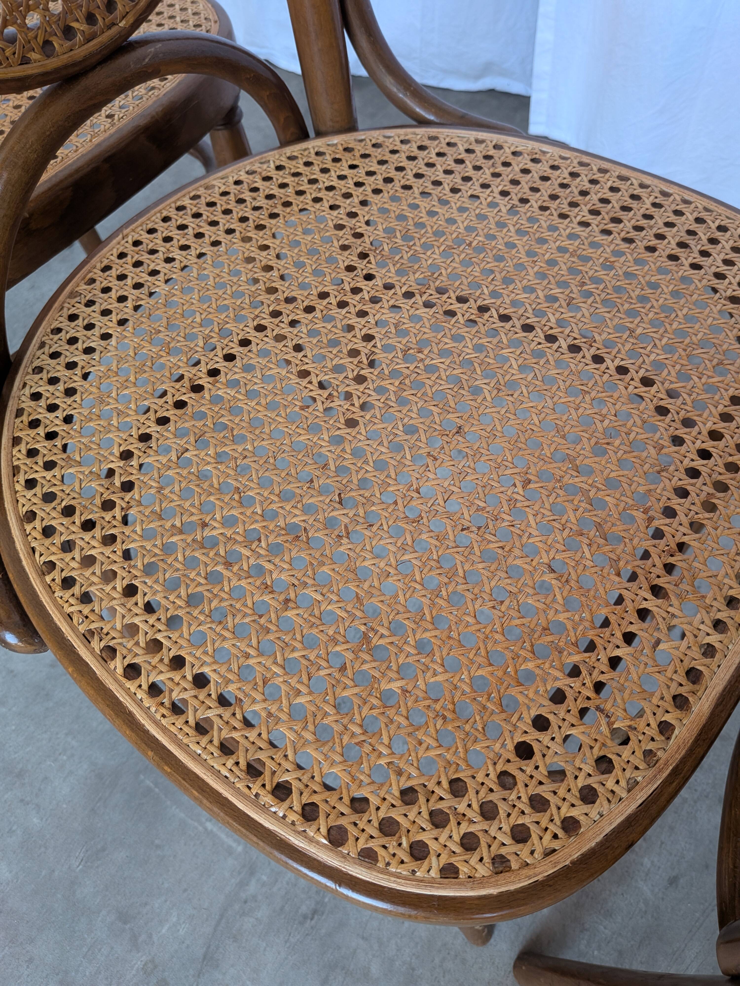 Set of 6 Mid-century Bentwood Cane Dining Chair, Thonet Style, 1970s Yugosl