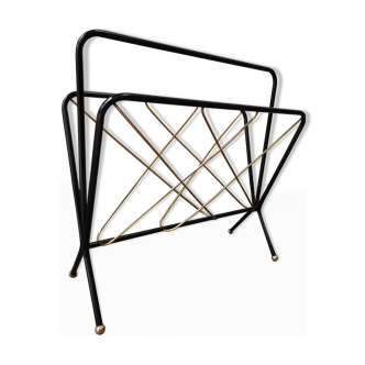 Vintage magazine rack 70s brass