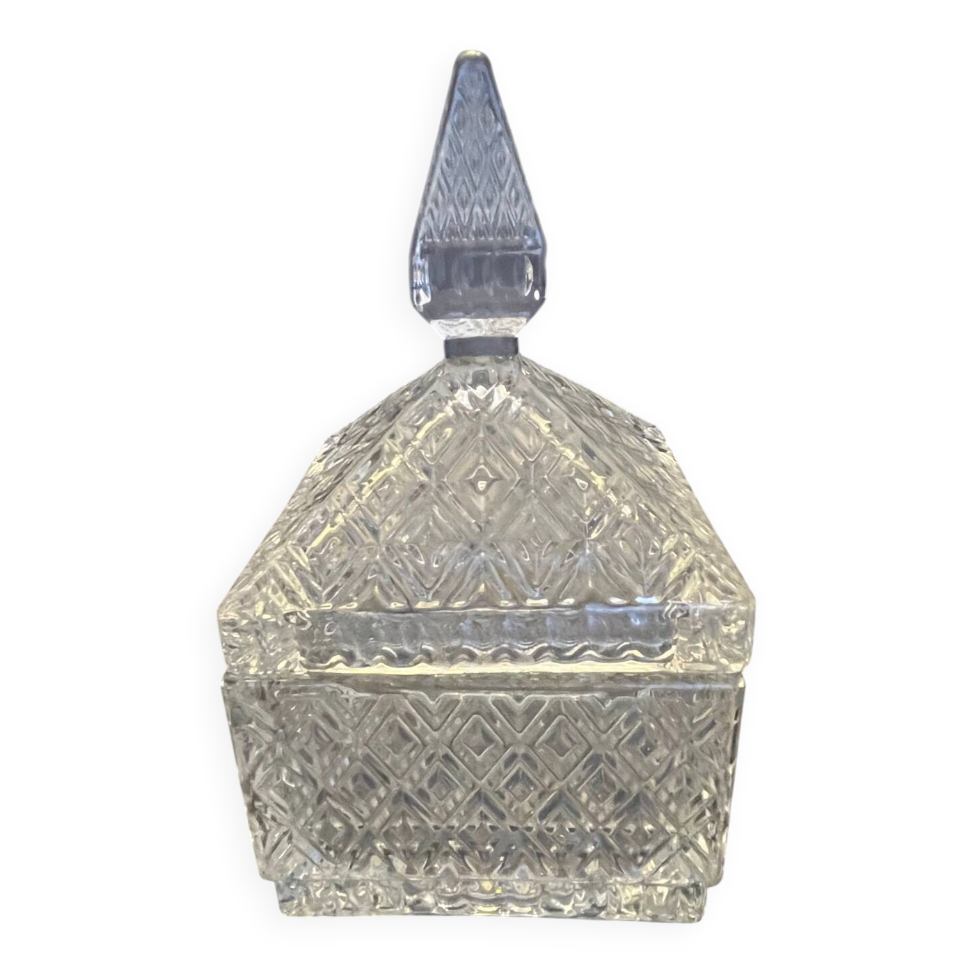 Cut glass sugar bowl