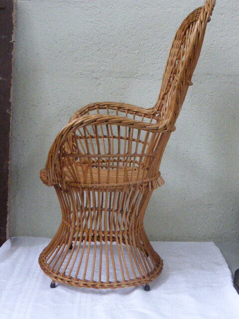 Emmanuelle armchair for child rattan and wicker vintage 1960