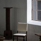 Set of 6 Swedish Grace dining chairs in birch with new upholstery, 1920s.