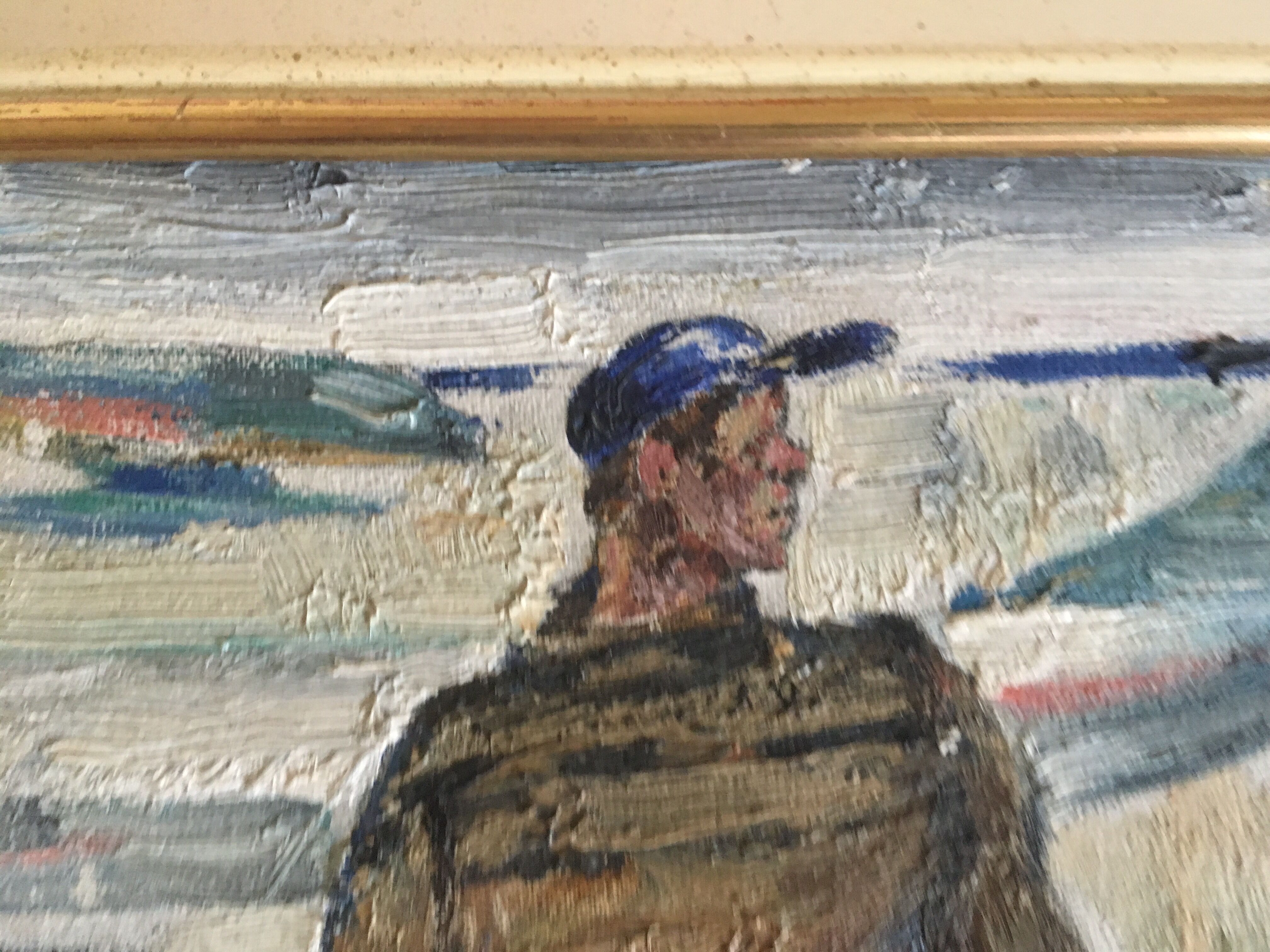 Interior scene with guitar at Kiev airport, USSR, oil travel 1974.