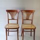 2 Thonet N°221 chairs, caned Art Nouveau bronze decor