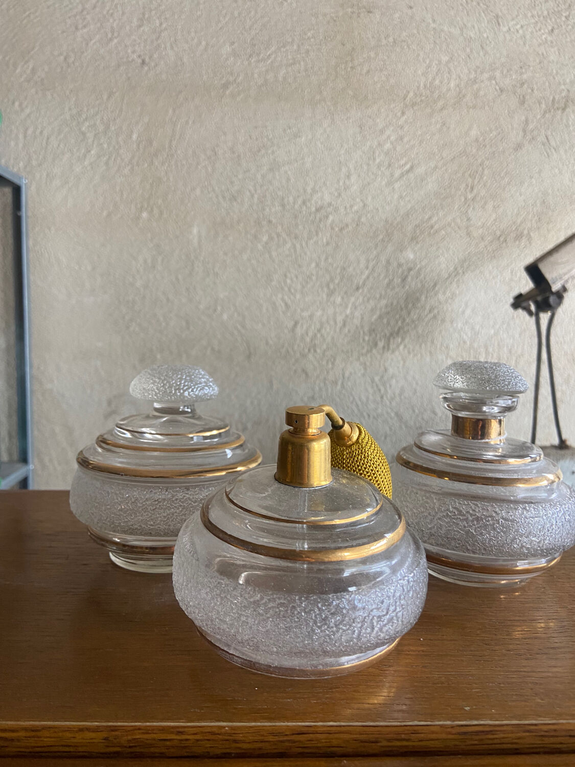 Trio of glass toiletries
