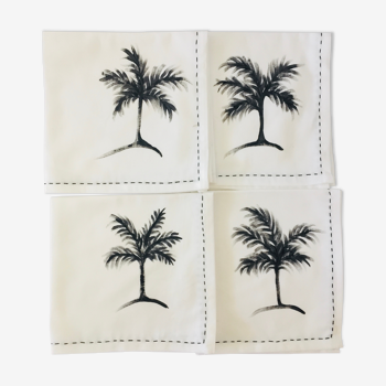 Serviettes de table peintes à la main palmier