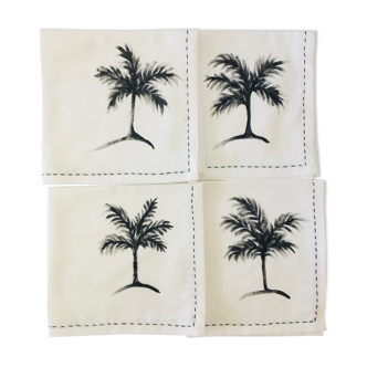 Serviettes de table peintes à la main palmier