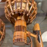 Pair of wall lights, rattan, 1950