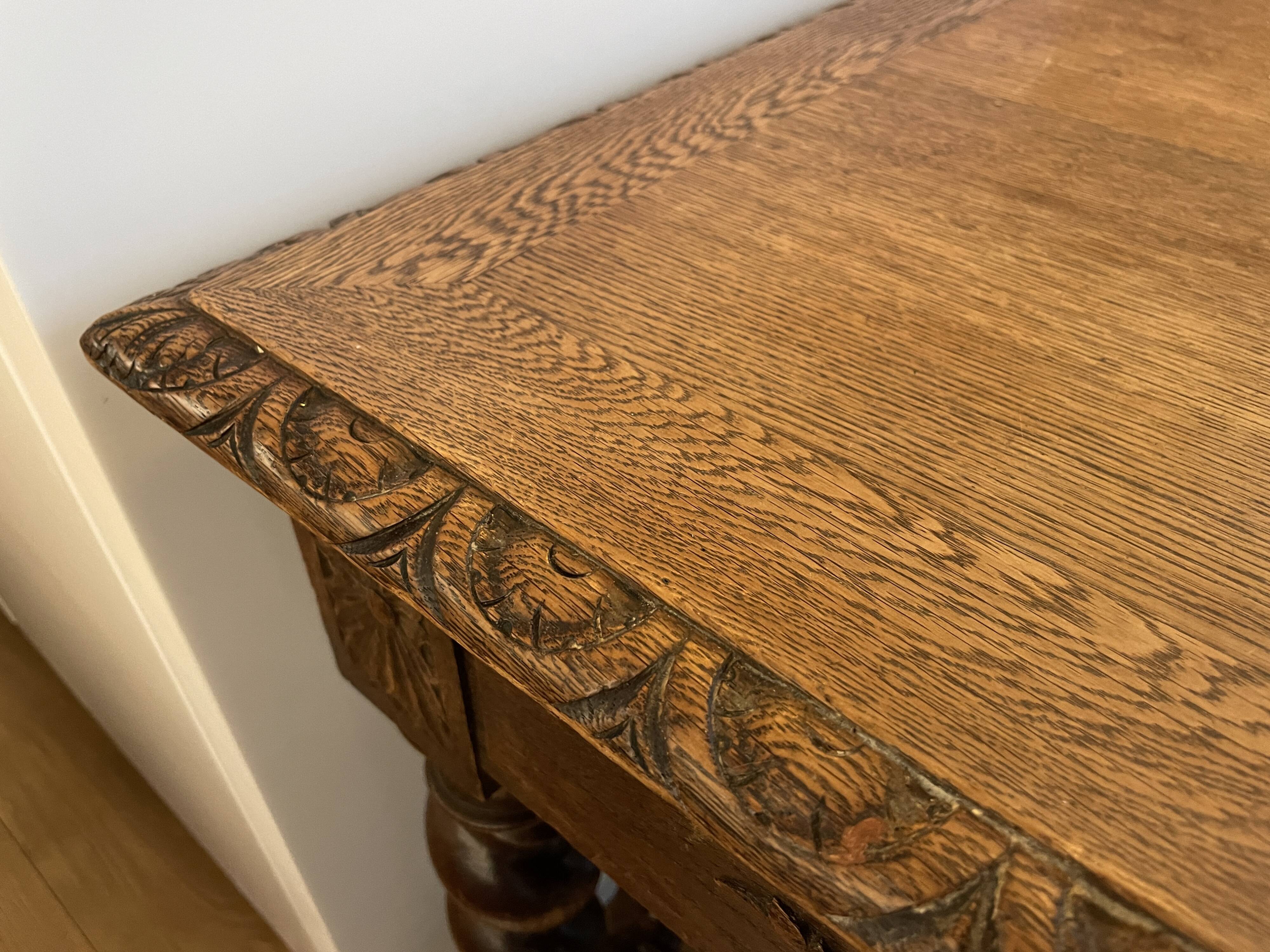 Antique solid oak dining table