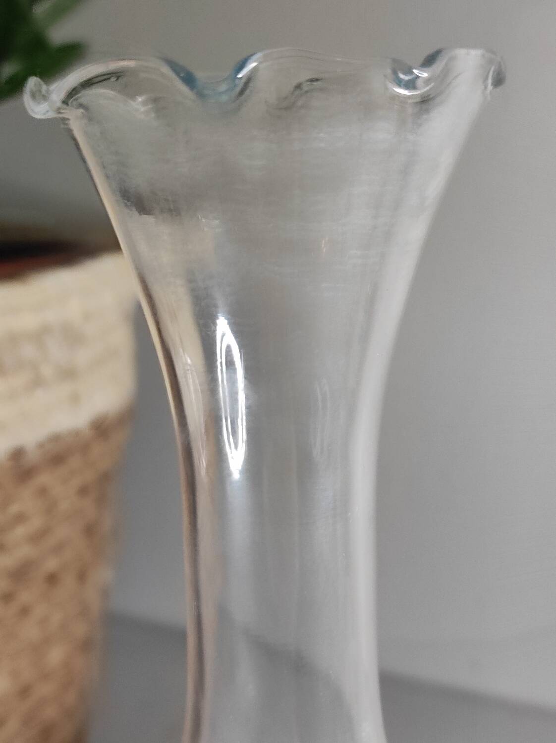Crackle glass tulip vase