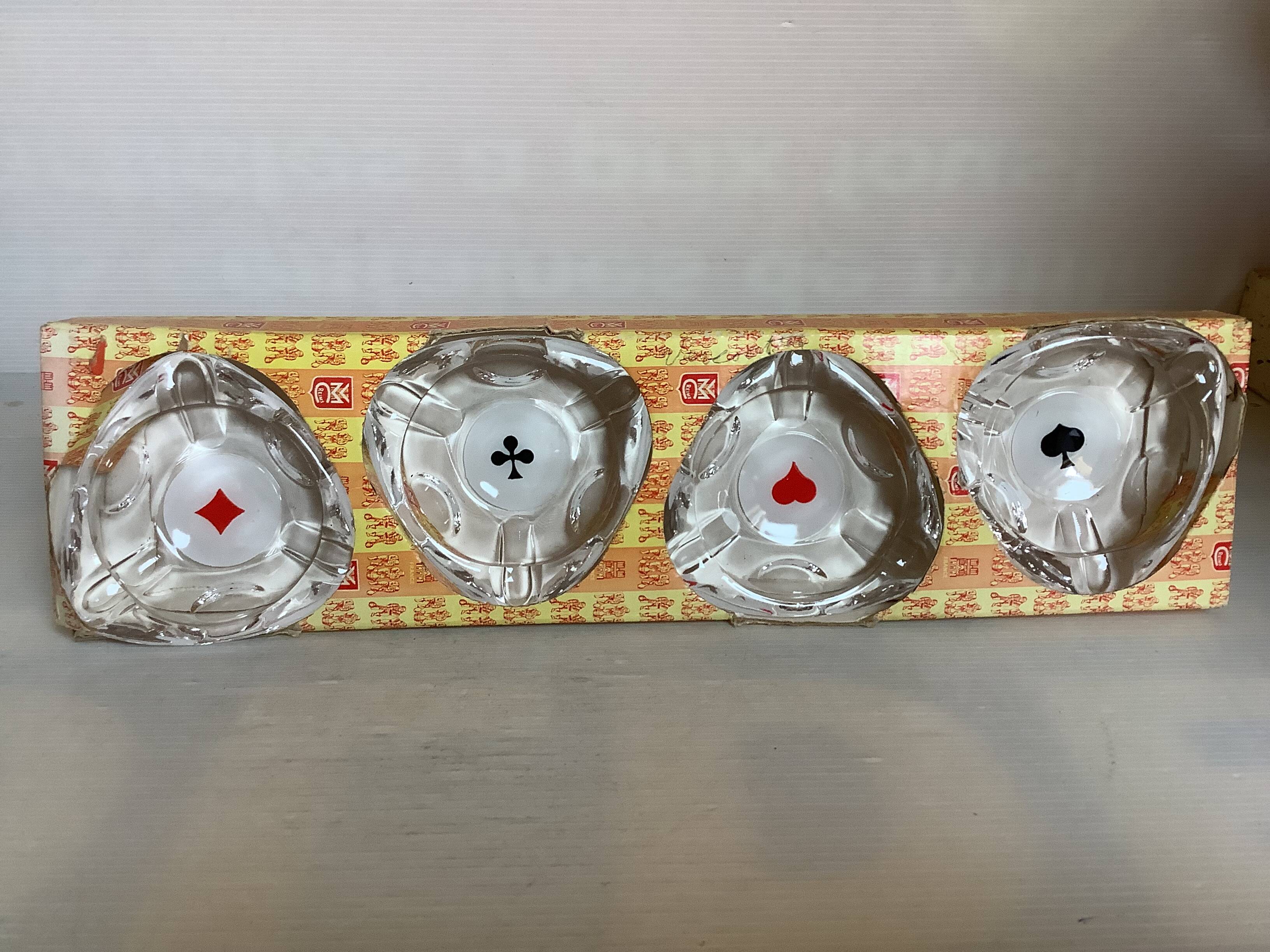 Four ashtrays Reims playing cards spade diamond club heart