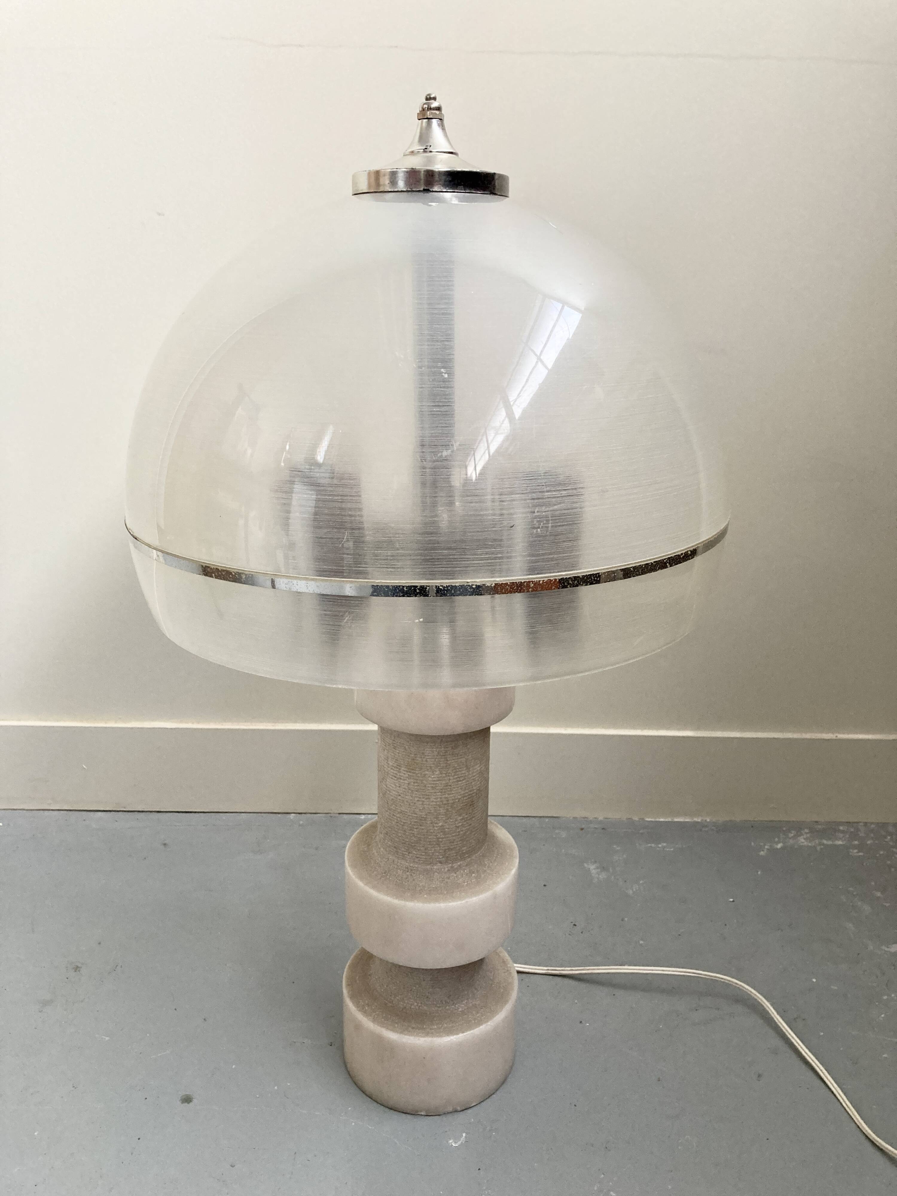 Vintage Marblarte Lamp Turned Marble Base – Chrome Dome