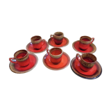 Coffee service, 6 ceramic cups and saucers from Vallauris 50s/60s Vintage