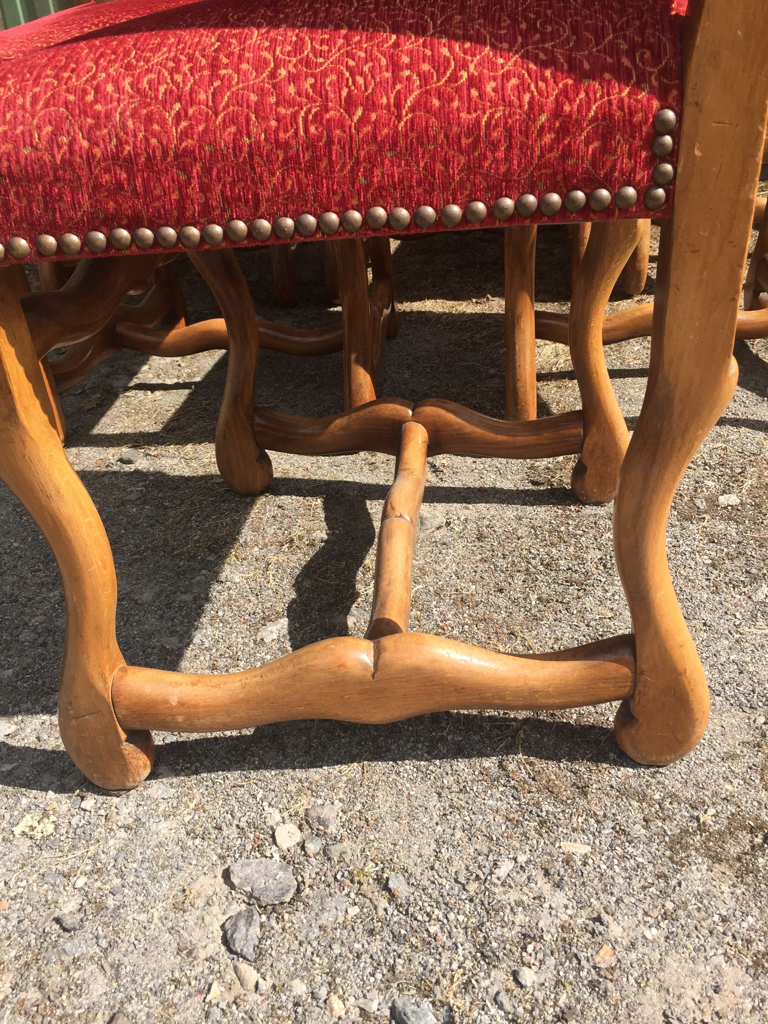 Vintage Louis XIII style chairs sheep bones in beech and velvet.