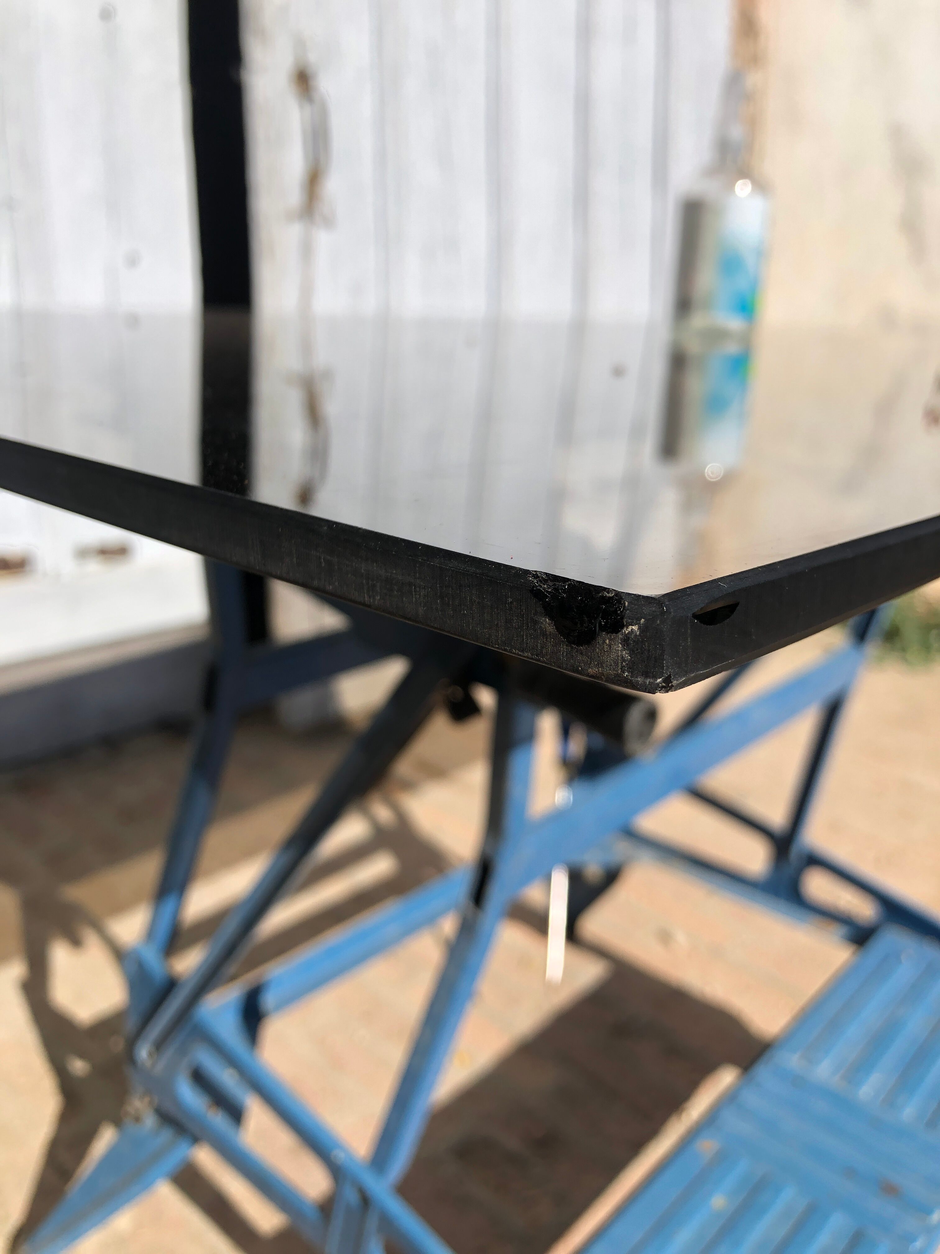 Glass and chrome metal dining table