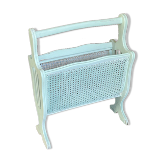 Old wooden and cane magazine rack