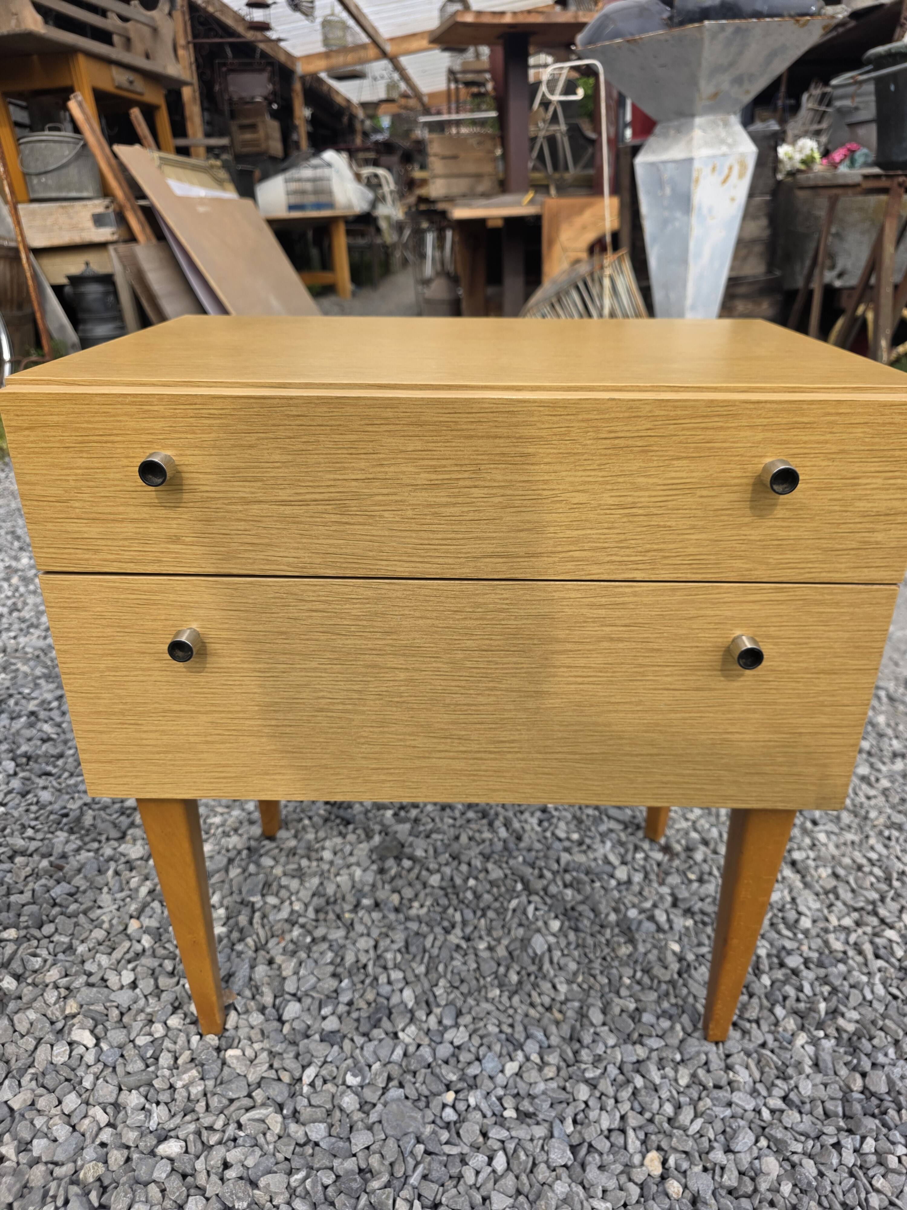 Pair of Scandinavian oak bedside tables from the 1960s.