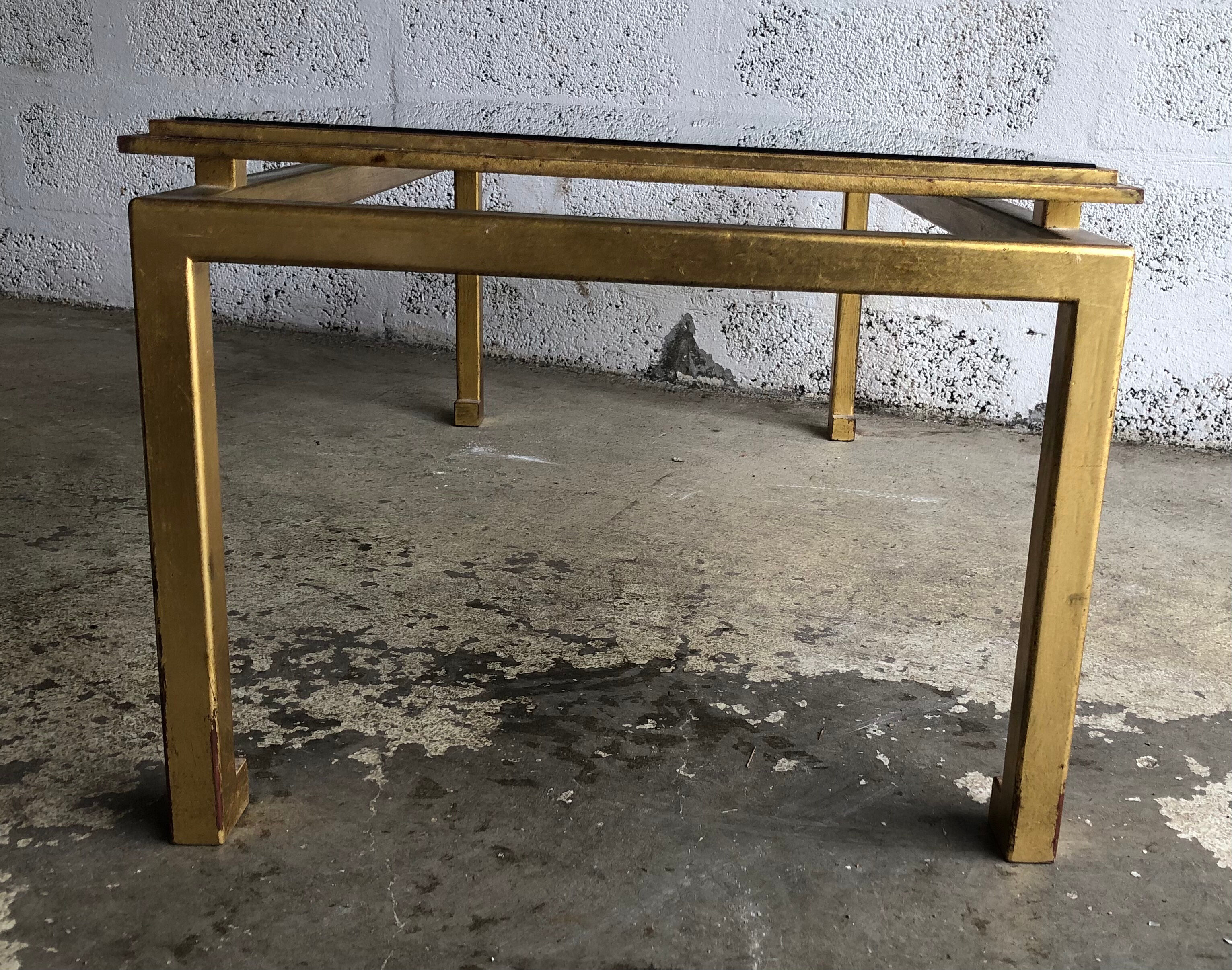 Related table bass dalle of verre and metal gold period 1960 design xx