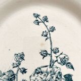 6 assiettes plates en terre de fer «Rose trémière» Gien