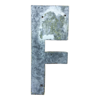 Vintage sign letter grey F